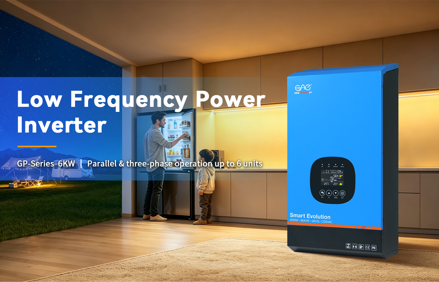 6KW pure sine wave inverter charger with 80A AC charging and parallel support