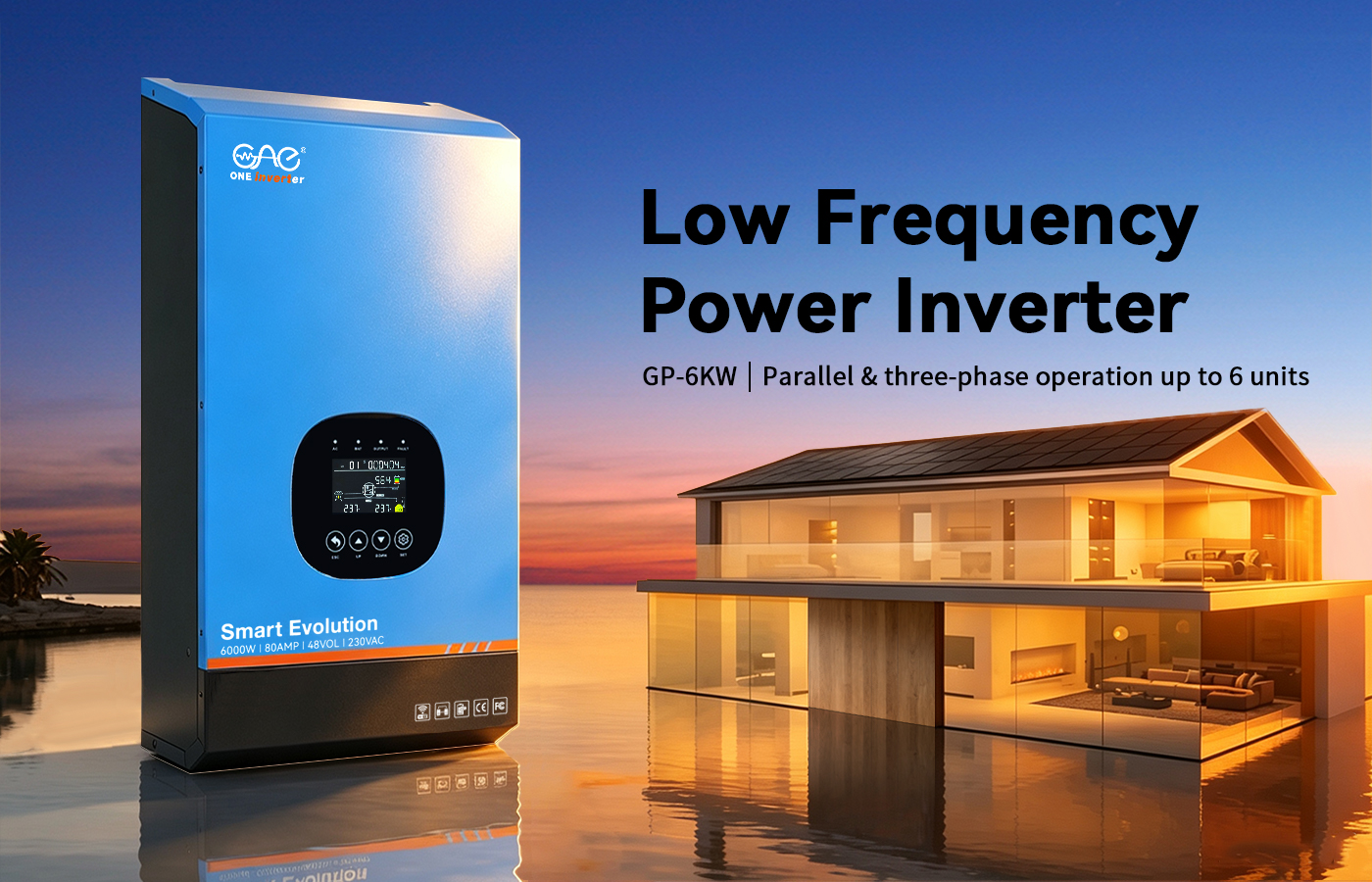 6KW pure sine wave inverter charger with 80A AC charging and parallel support